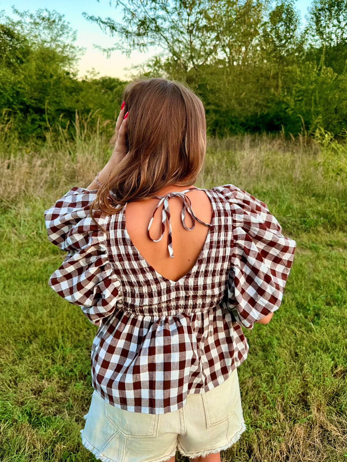 Gingham Bubble Blouse