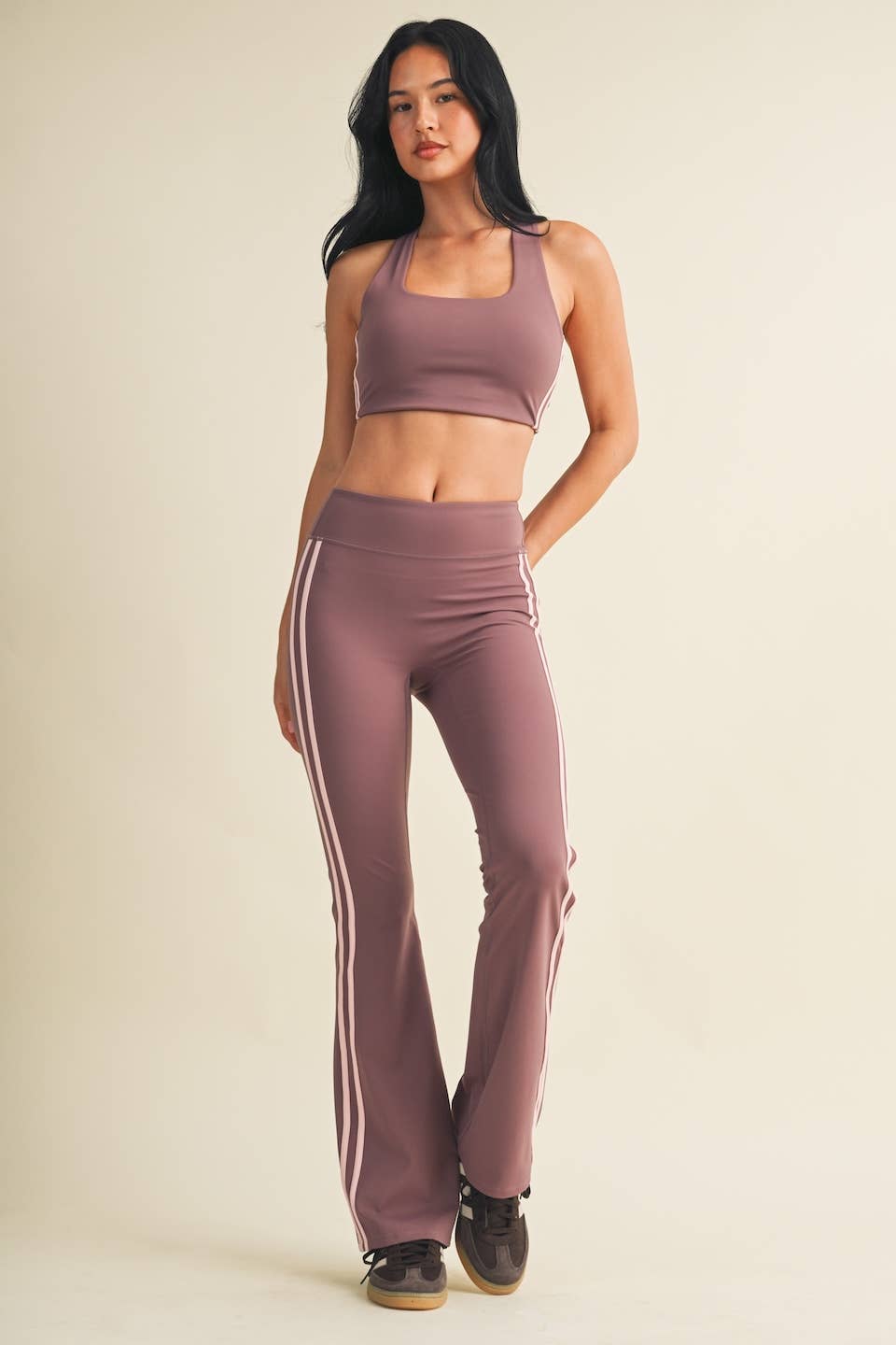 Mauve Stripe Racerback Sports Bra