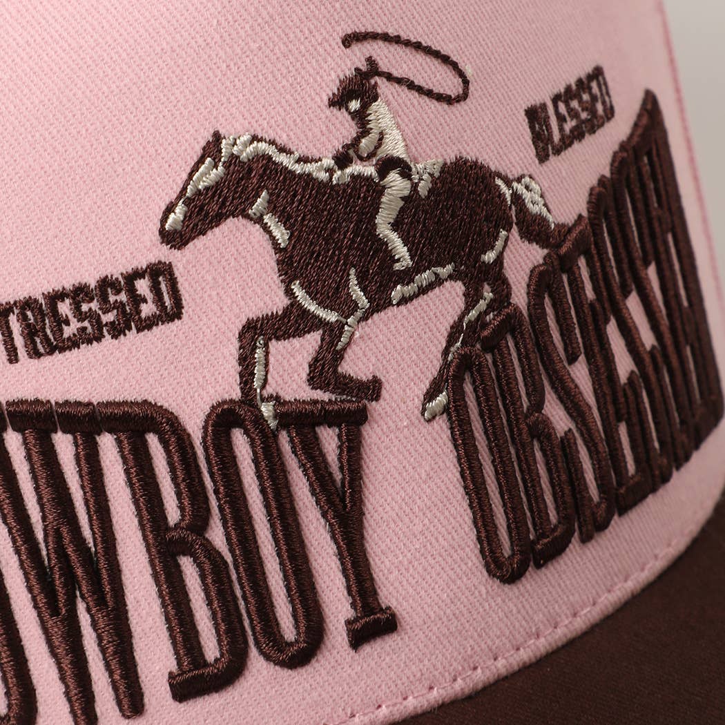 Cowboy Obsessed Letter Horse Embroidery Two-Tone Trucker Hat