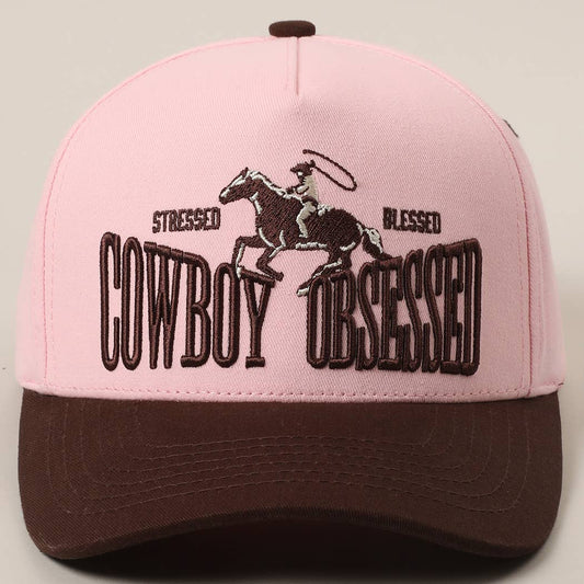 Cowboy Obsessed Letter Horse Embroidery Two-Tone Trucker Hat