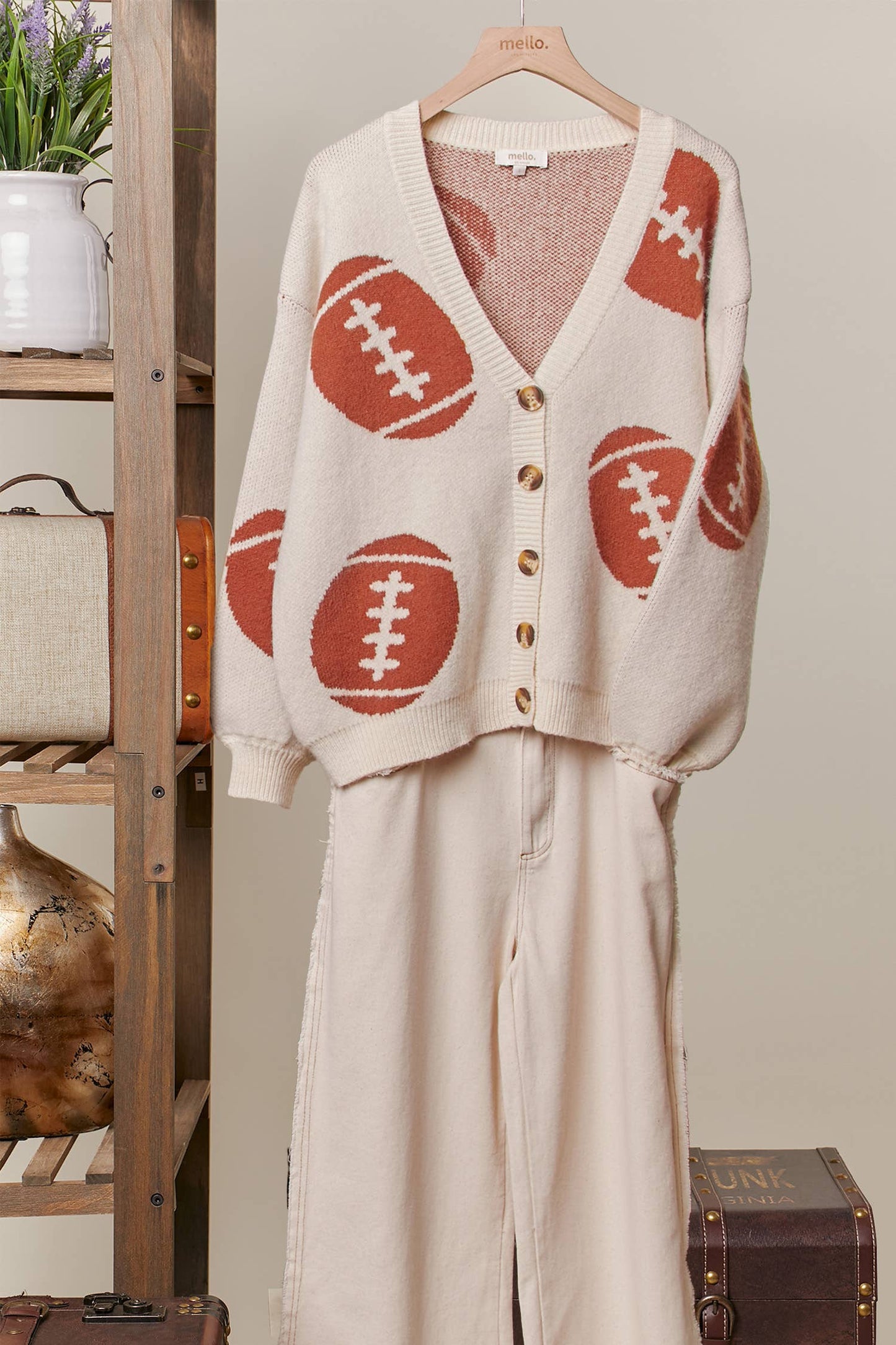 Football Button Knit Cardigan