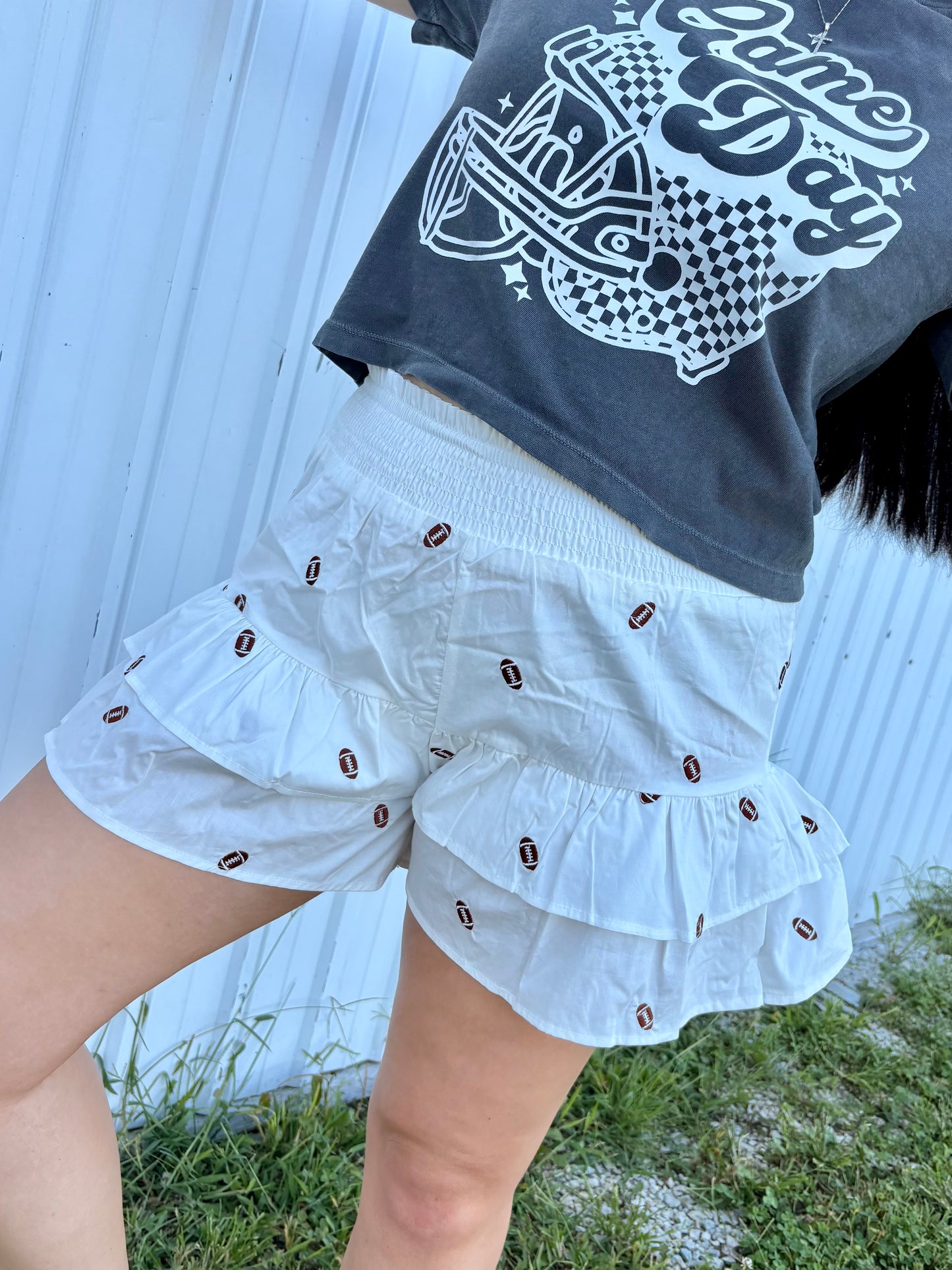 First Down Ruffle Shorts