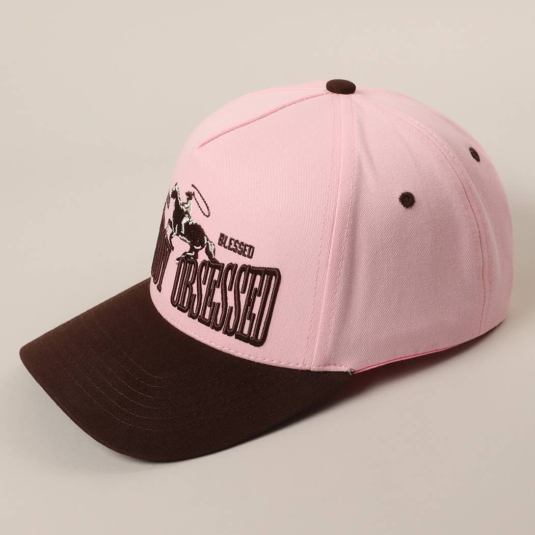 Cowboy Obsessed Letter Horse Embroidery Two-Tone Trucker Hat
