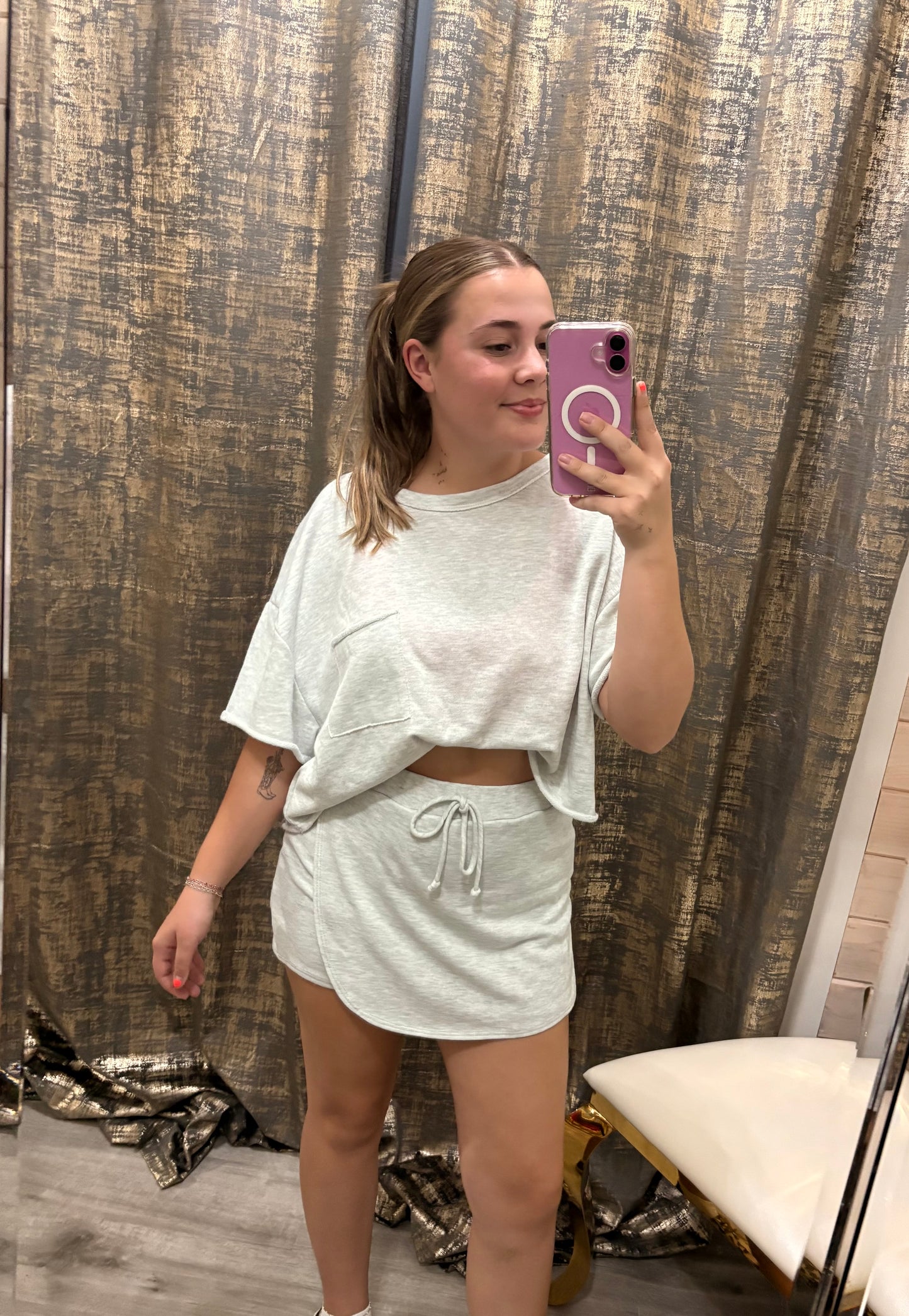 Grey Cotton Skort