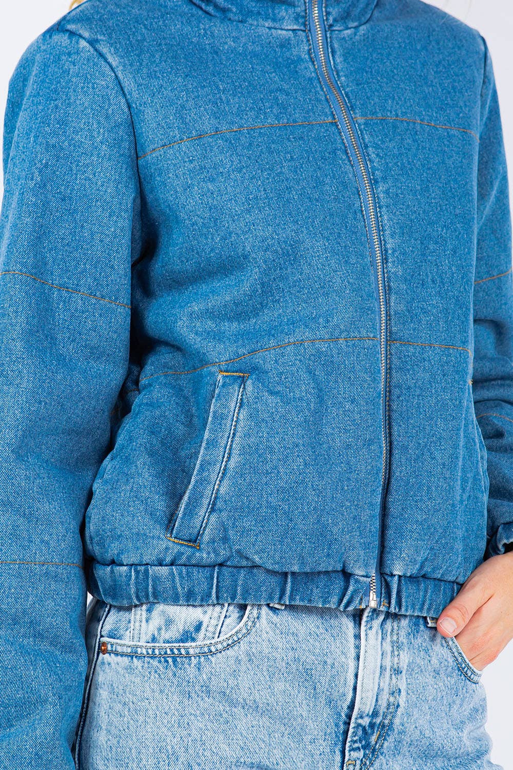 Oversized Denim Puffer Jacket