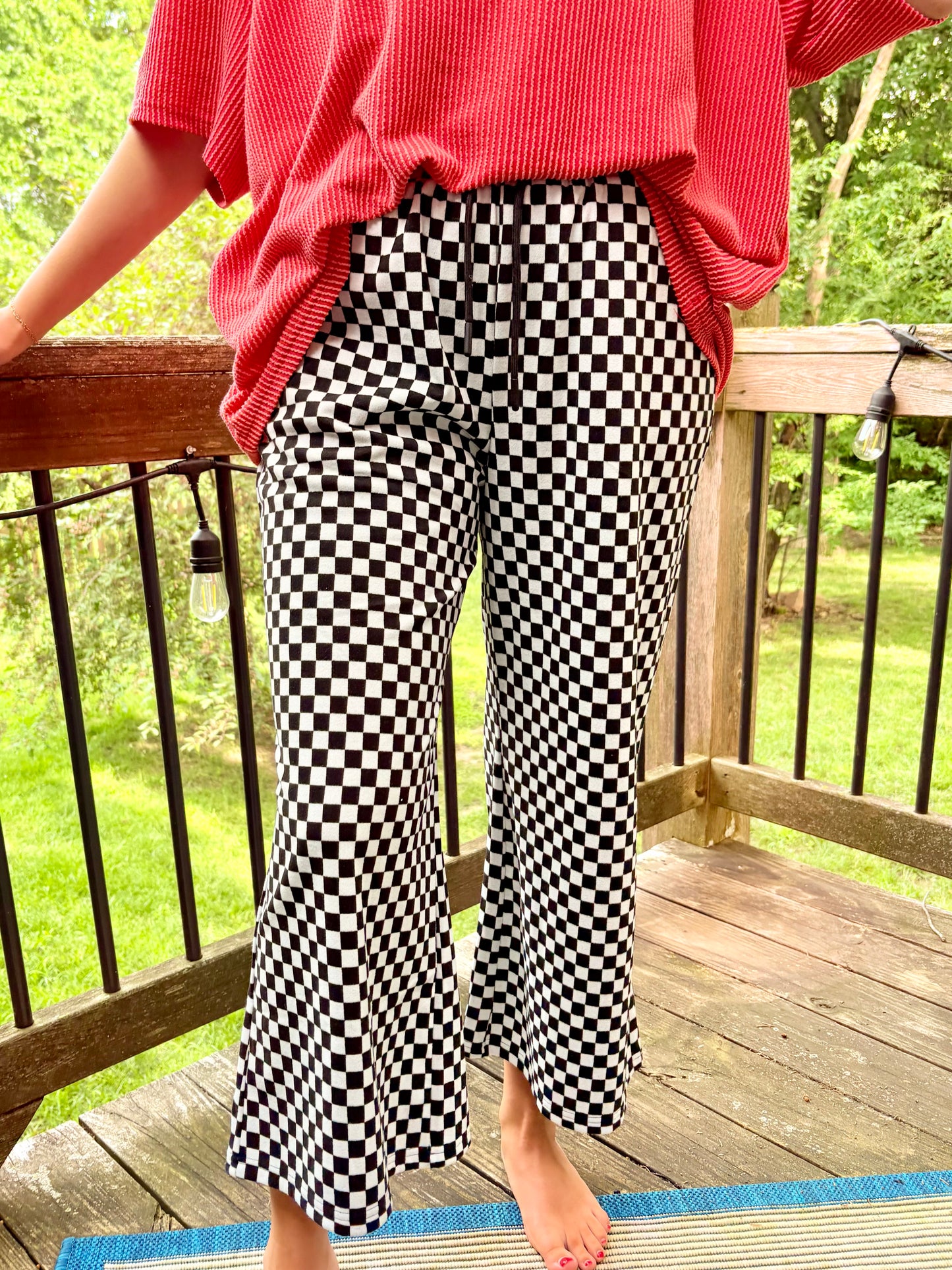 Black Checkered Lounge Pants
