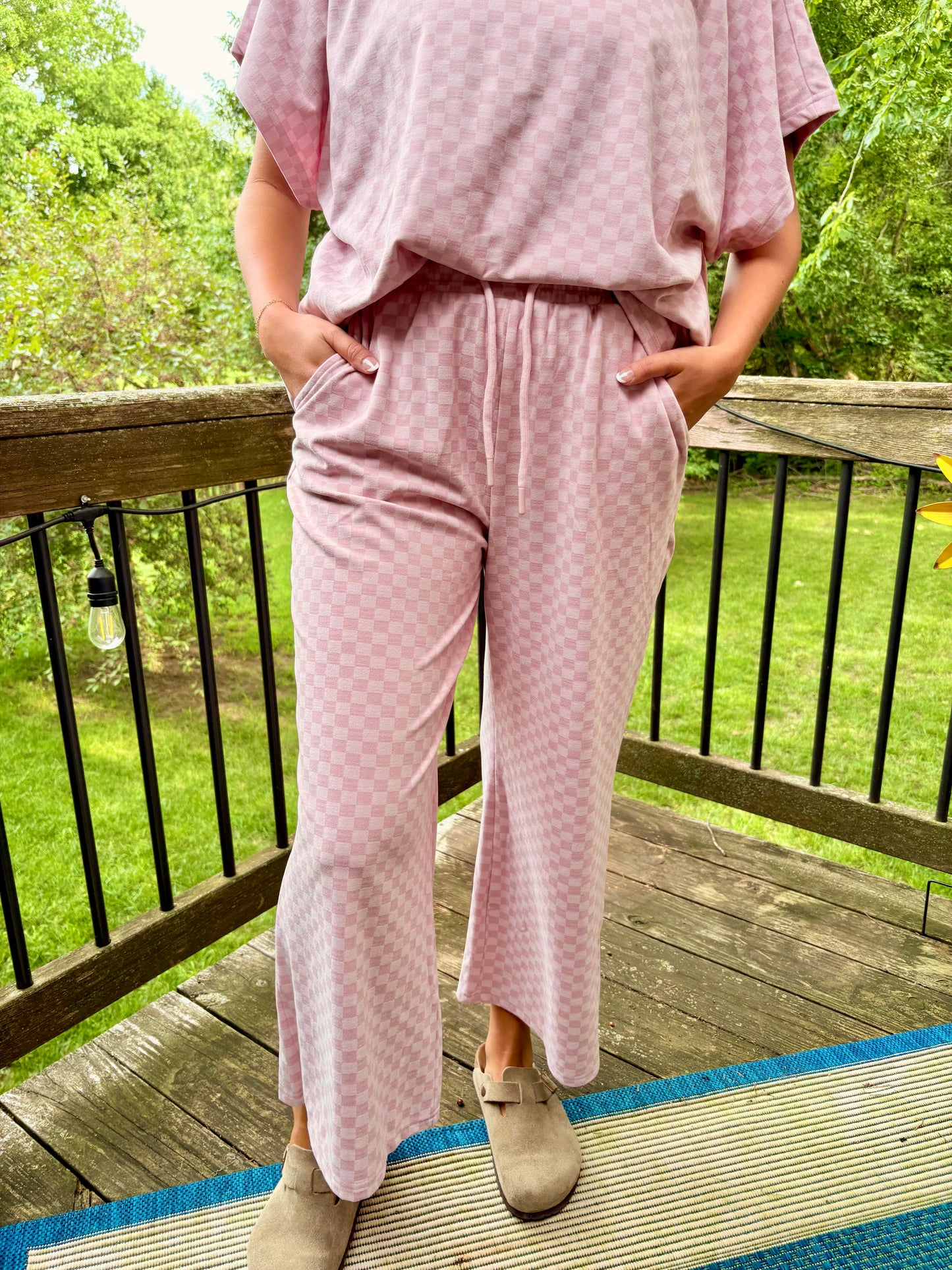 Pink Checkered Lounge Set