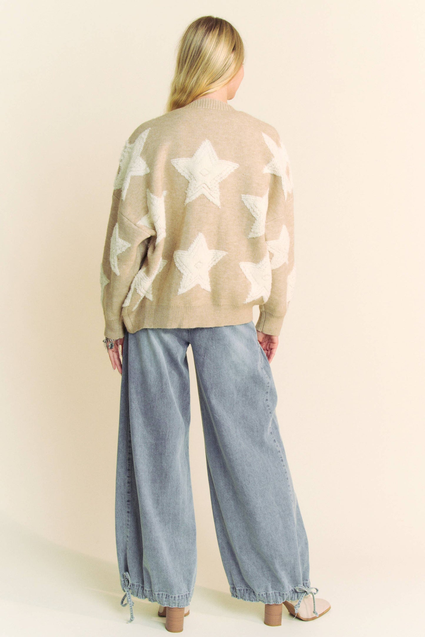 FUZZY KNIT STAR CARDIGAN