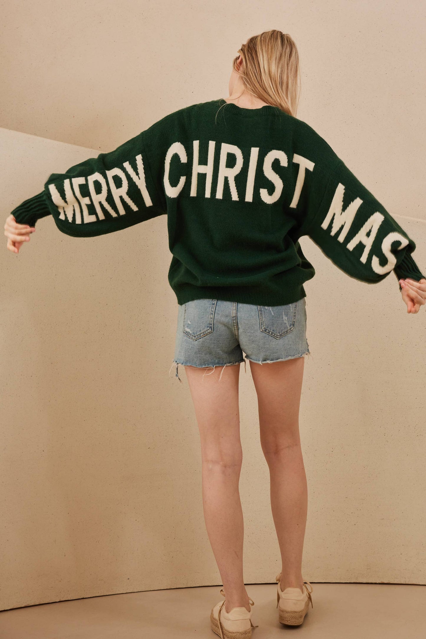 Oversized HO HO HO Bell Sleeve Sweater