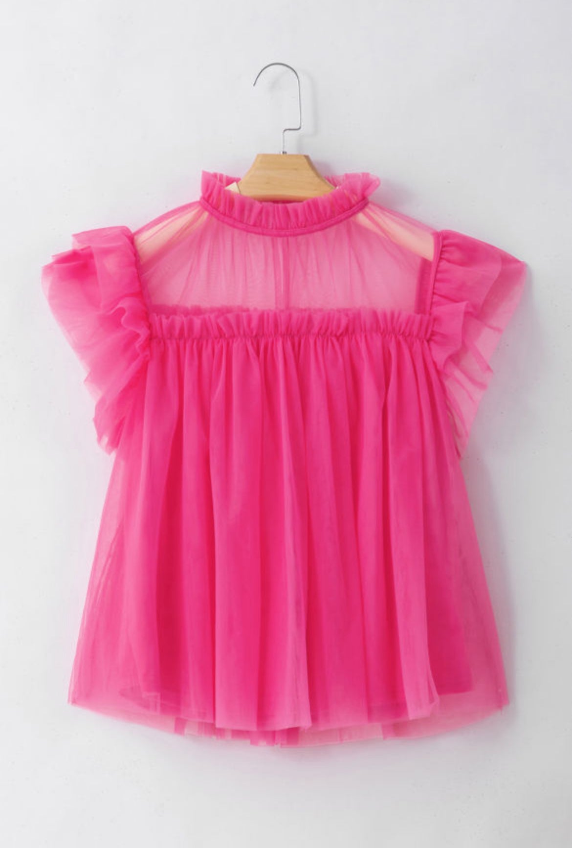 Pink Ruffle Flared Blouse