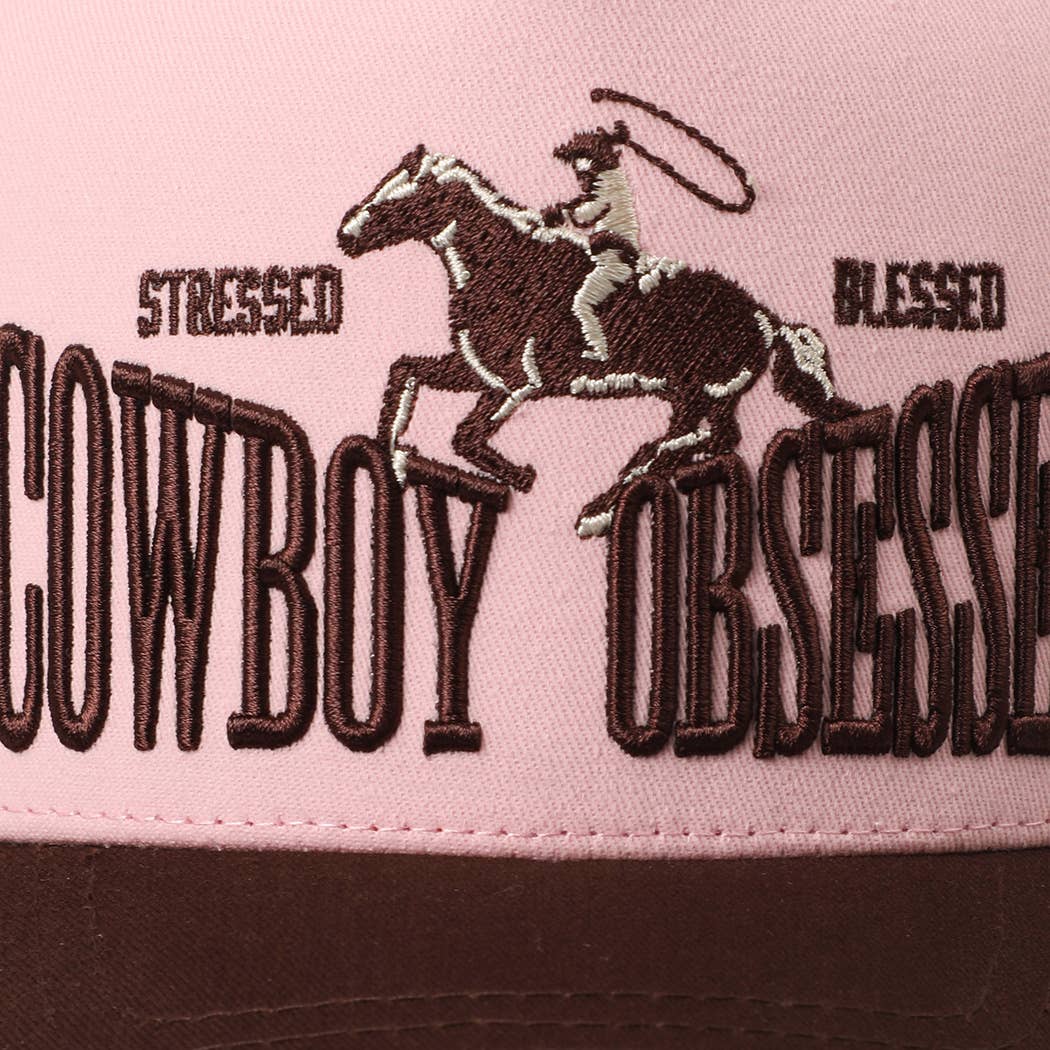 Cowboy Obsessed Letter Horse Embroidery Two-Tone Trucker Hat