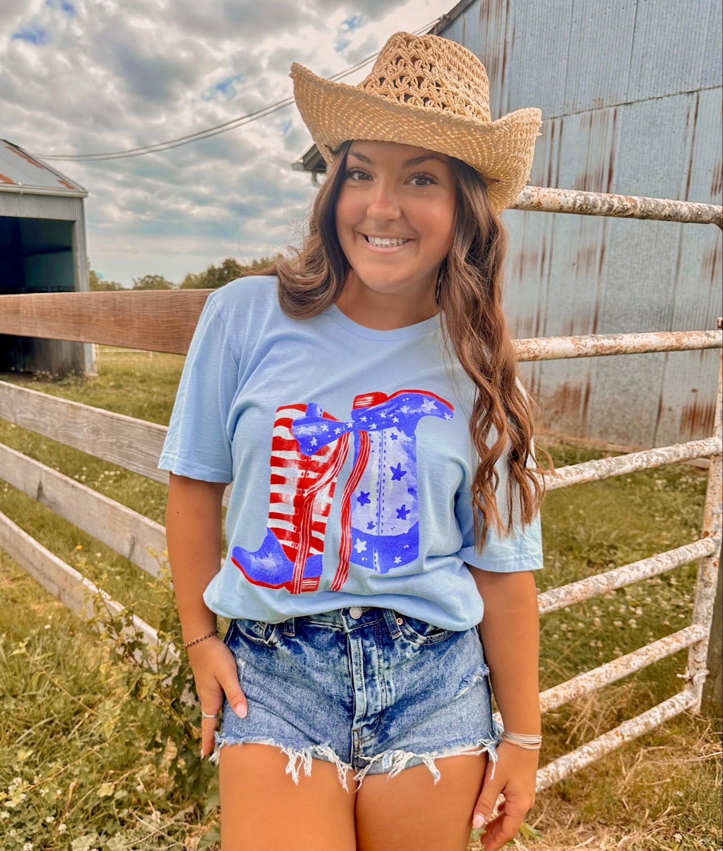 American Flag Boot Tee