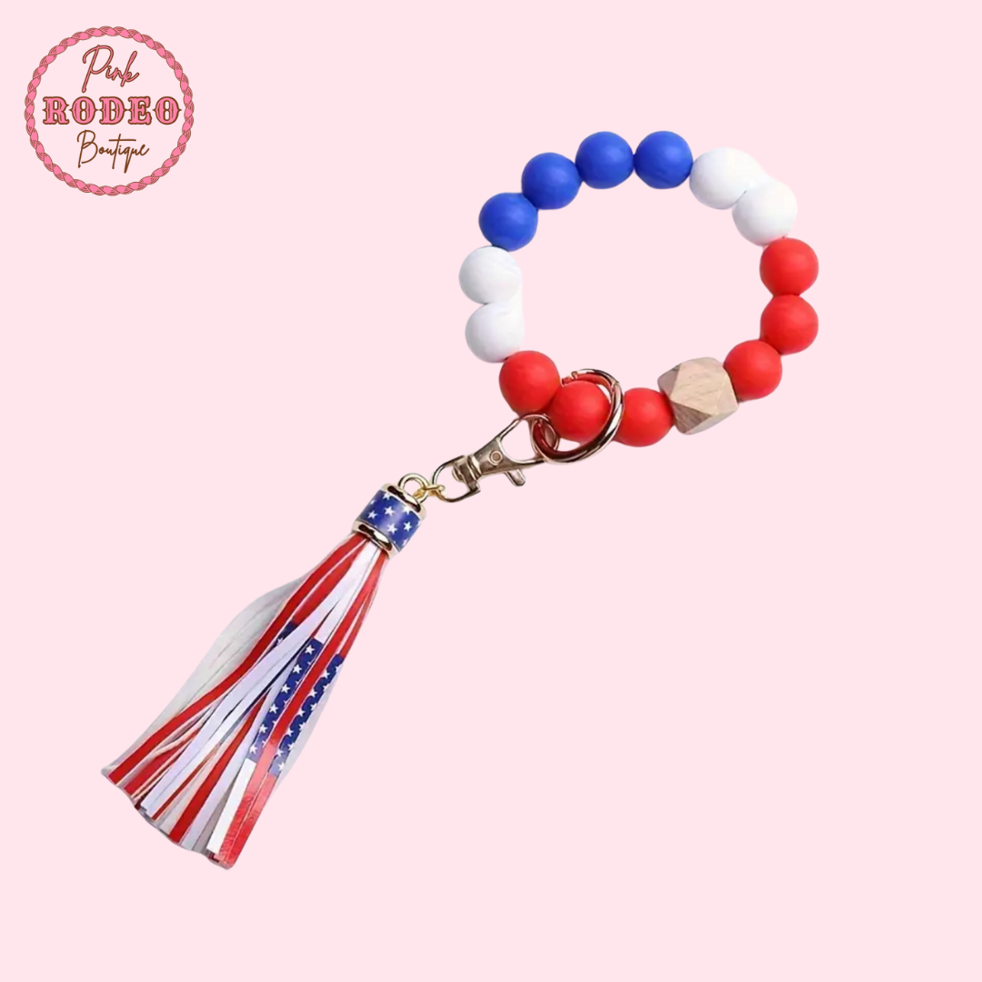 American Flag Wristlet