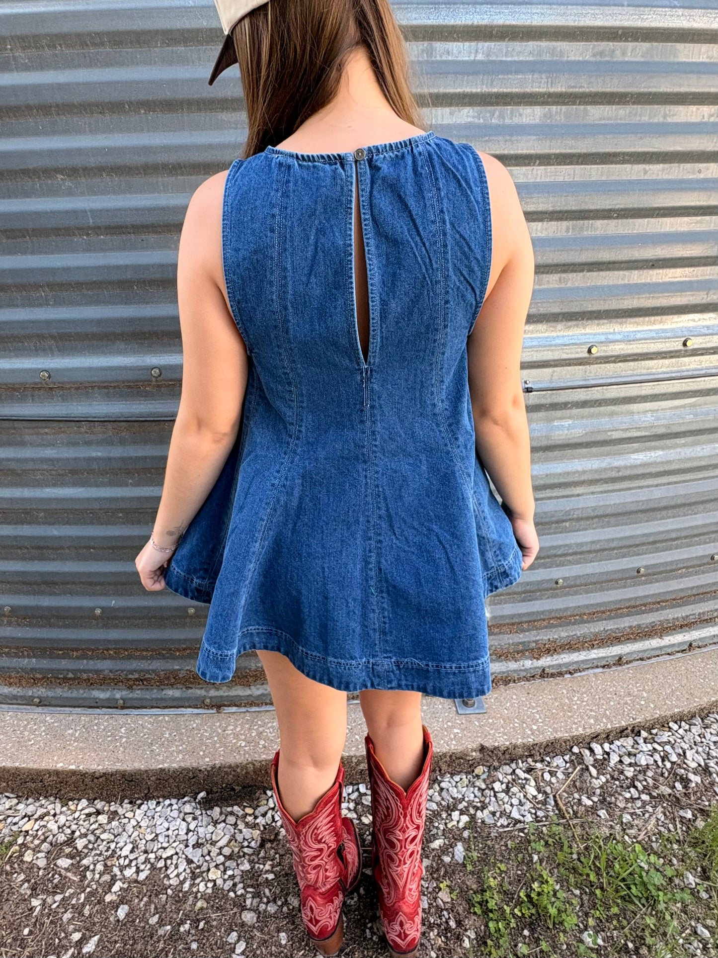 Sleeveless Denim Flared Set