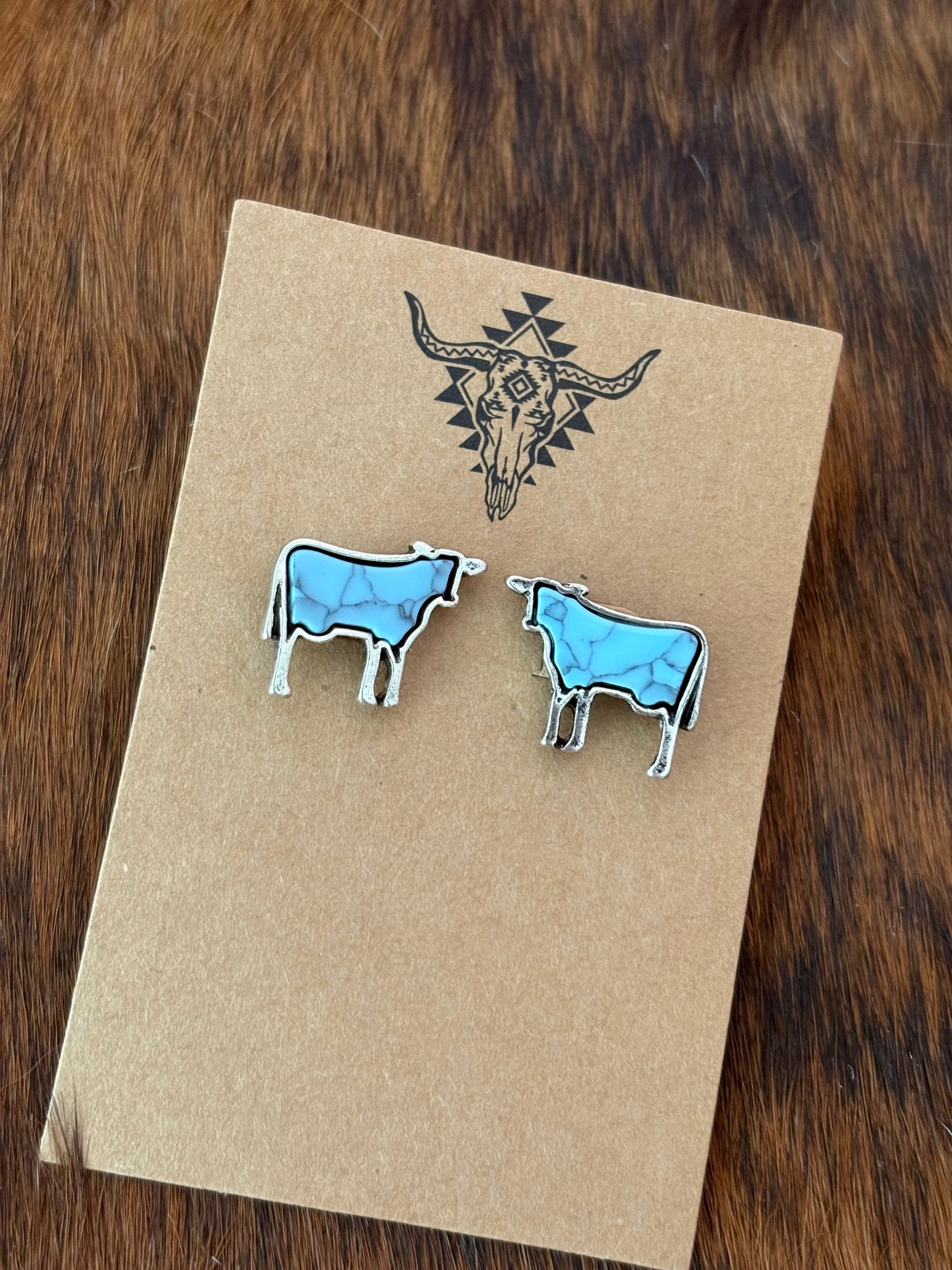 Turquoise Cow Studs