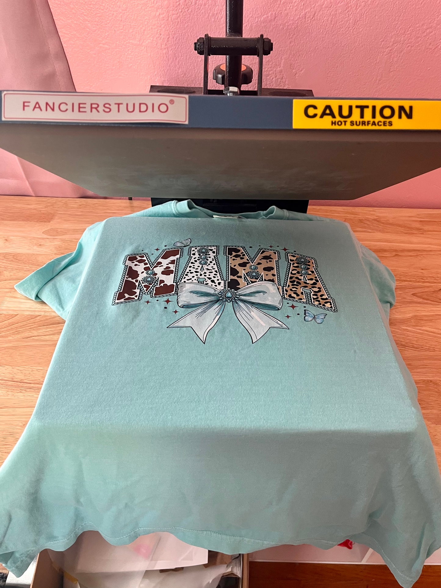 MAMA Turquoise Bow Tee