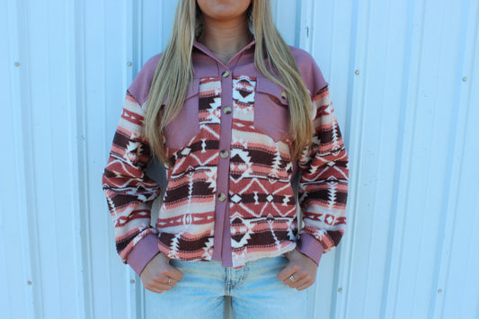 Western Print Shacket