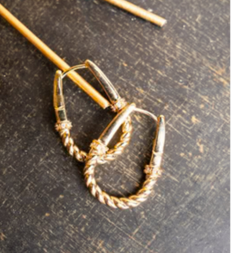 Crystal Gold Rope Hoop Snuggie Earring