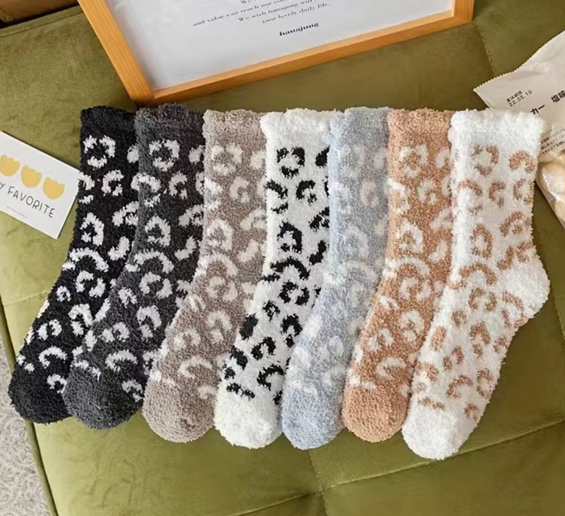 Cheetah Print Fuzzy Socks