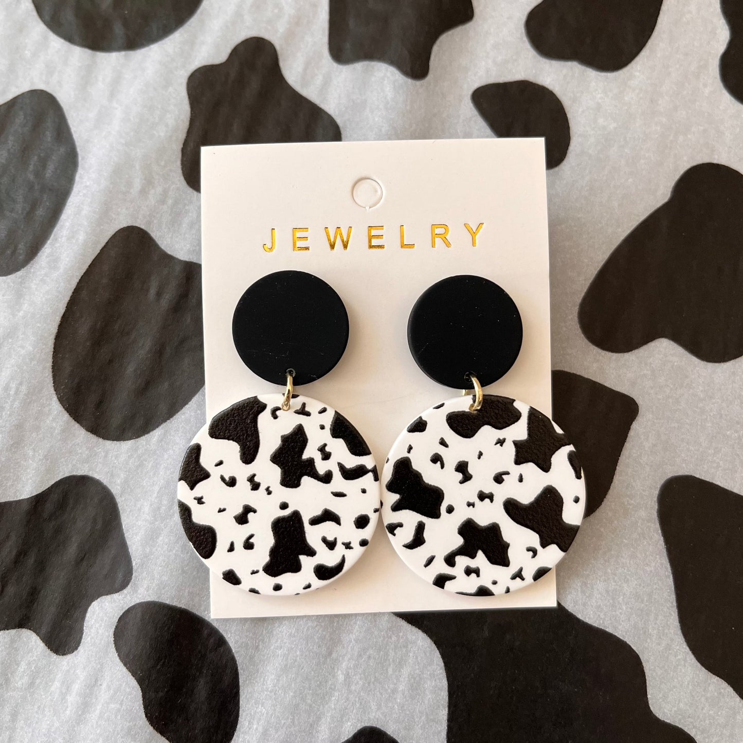 Circle Cow Print Earrings