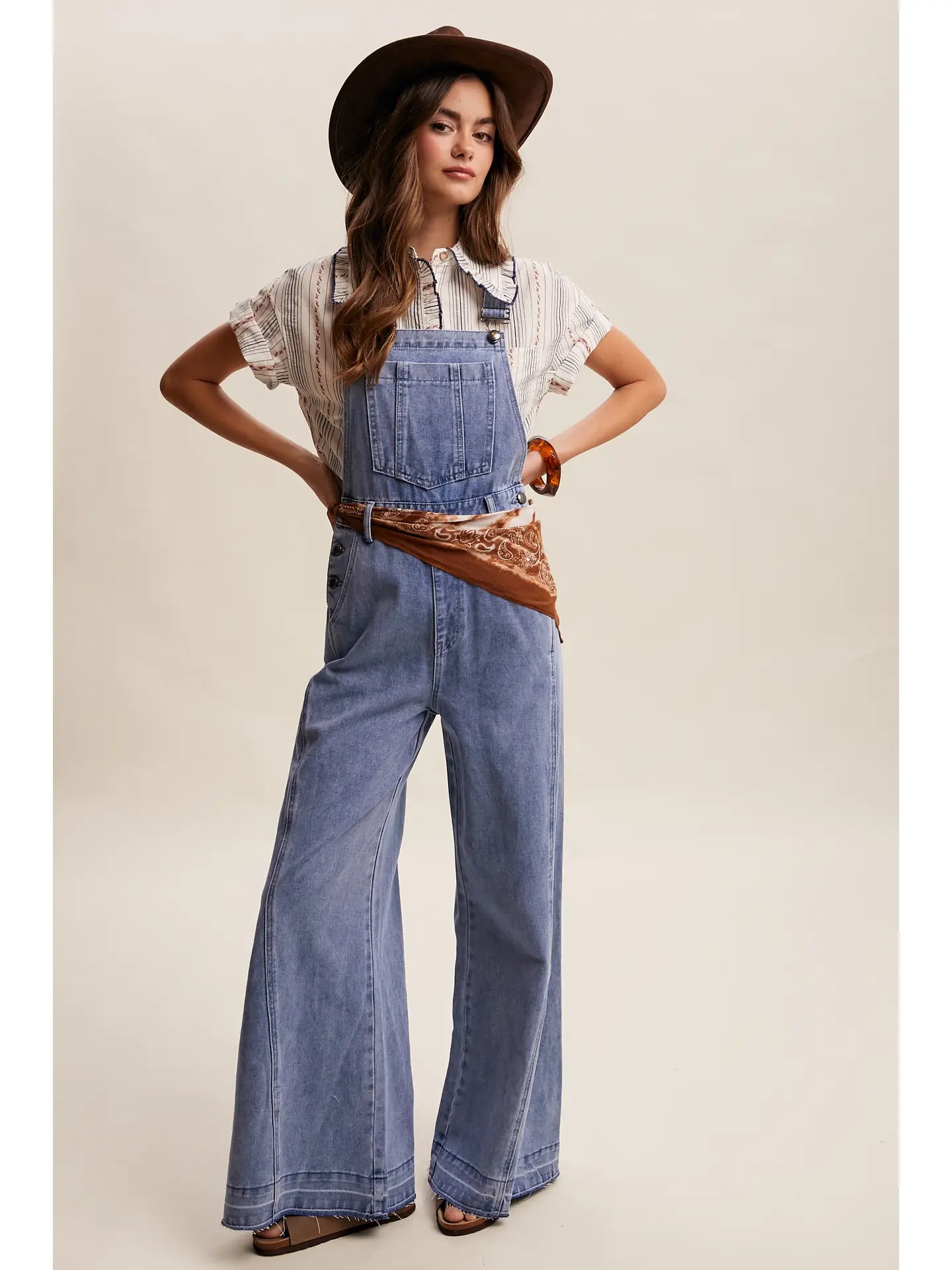 Wide Throwback Denim Overalls