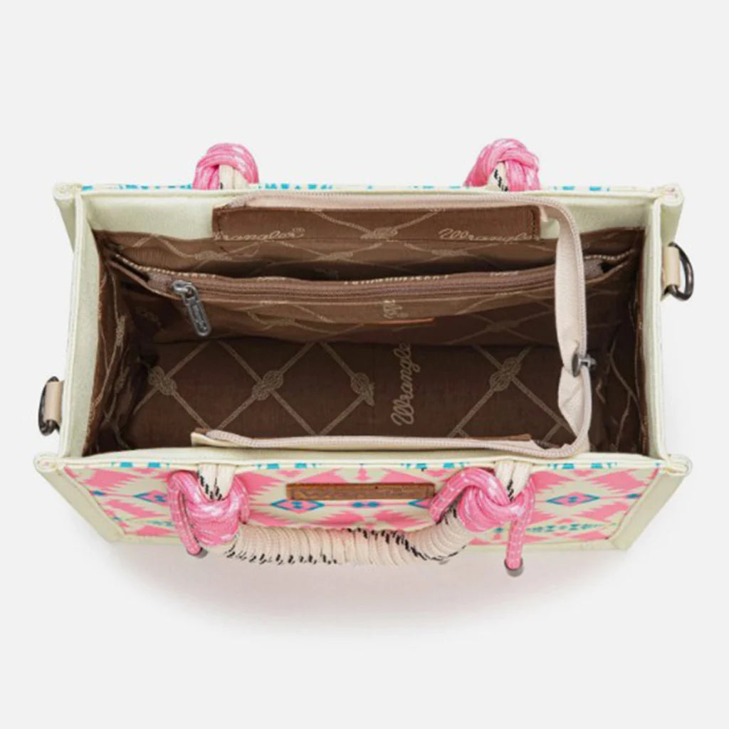 Wrangler Pink and Cream Aztec Tote Bag/Cross Body