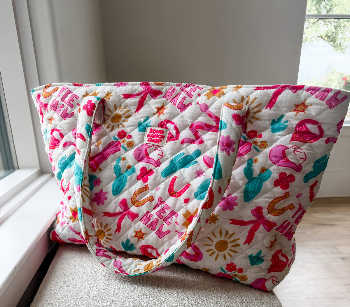 Cowgirl Quilted Carryall Tote Bag