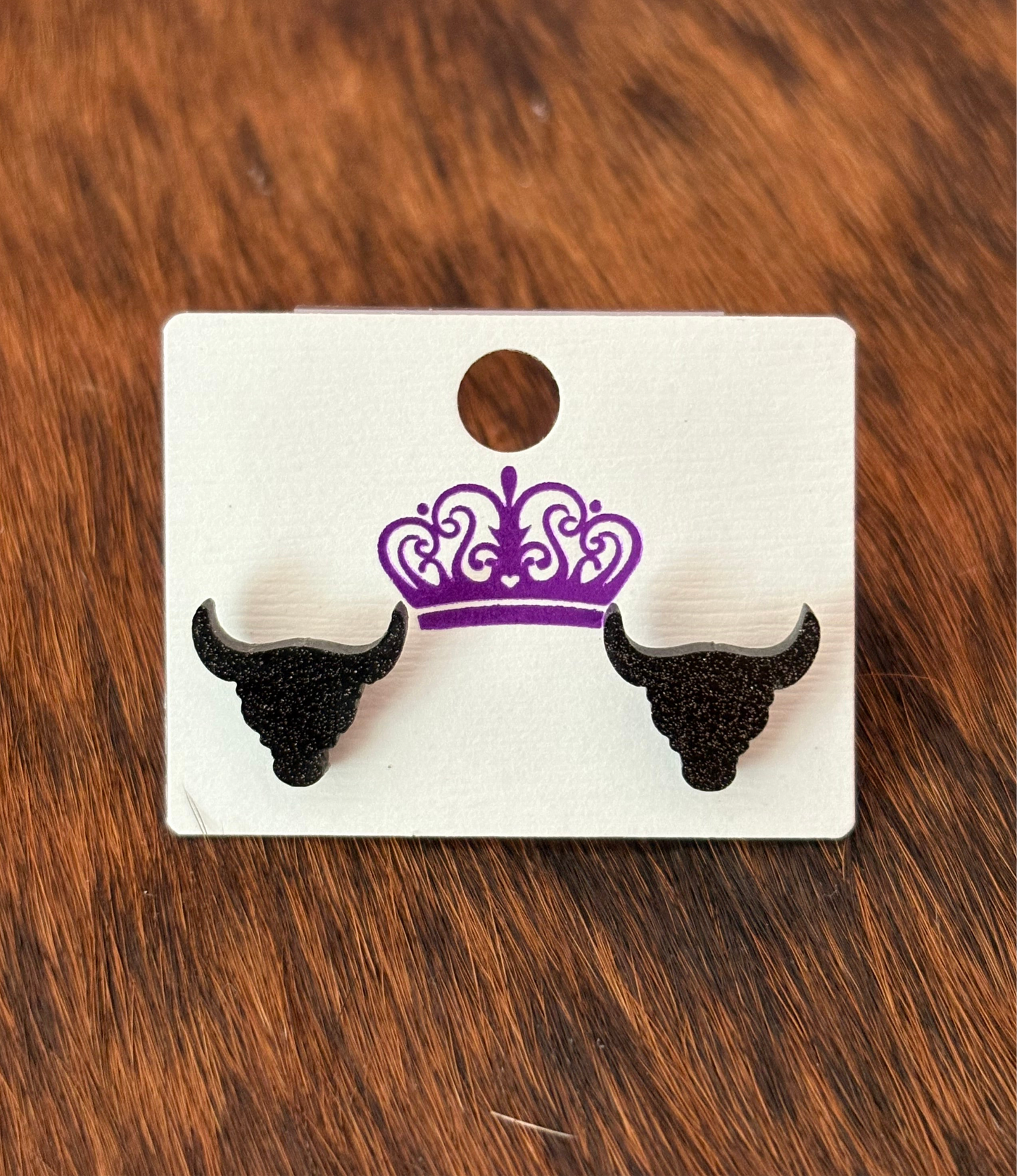 Glitter Bull Stud Earrings