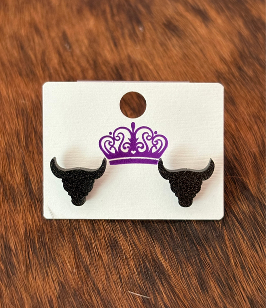 Glitter Bull Stud Earrings