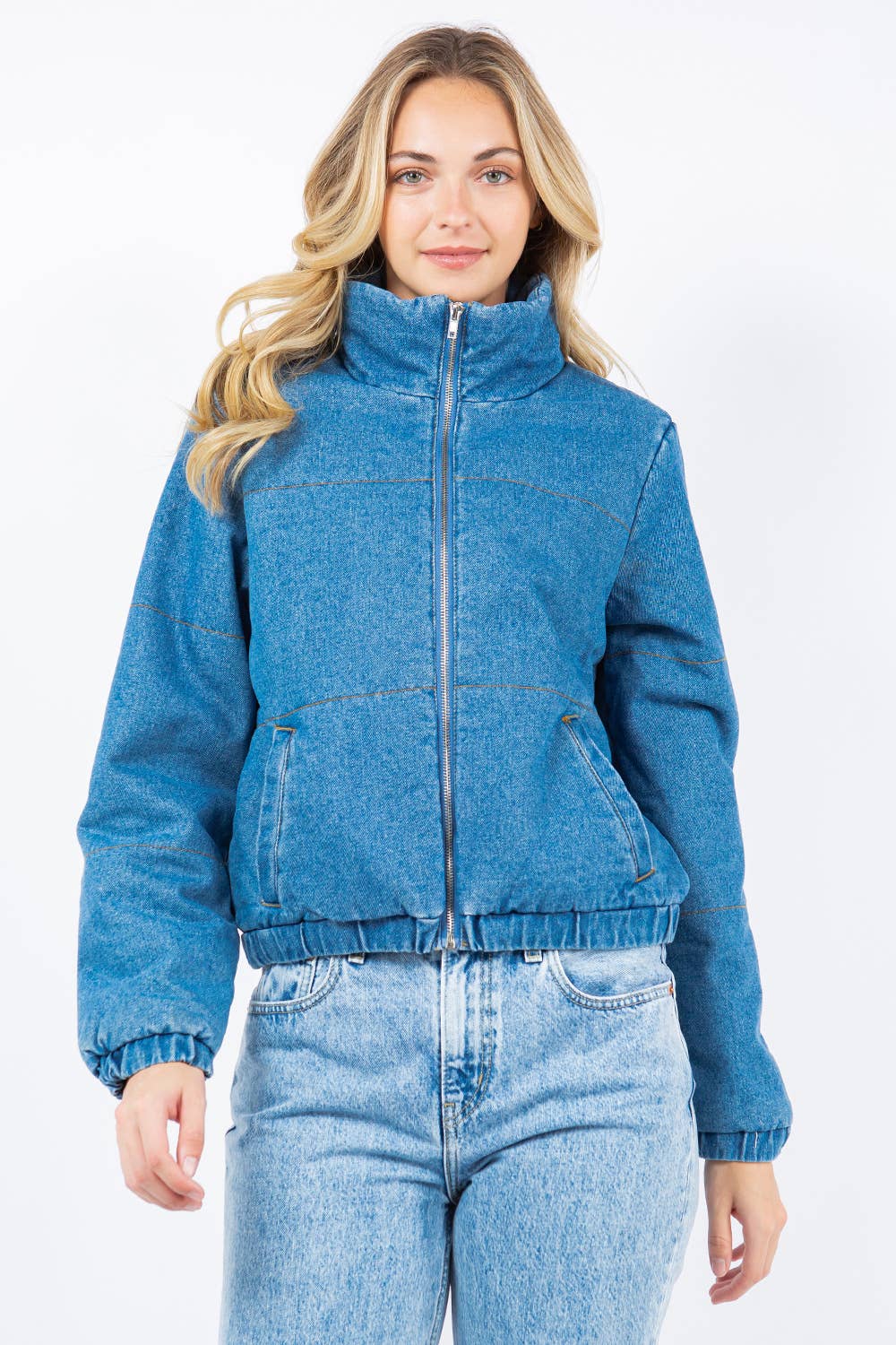 Oversized Denim Puffer Jacket