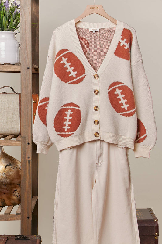 Football Button Knit Cardigan