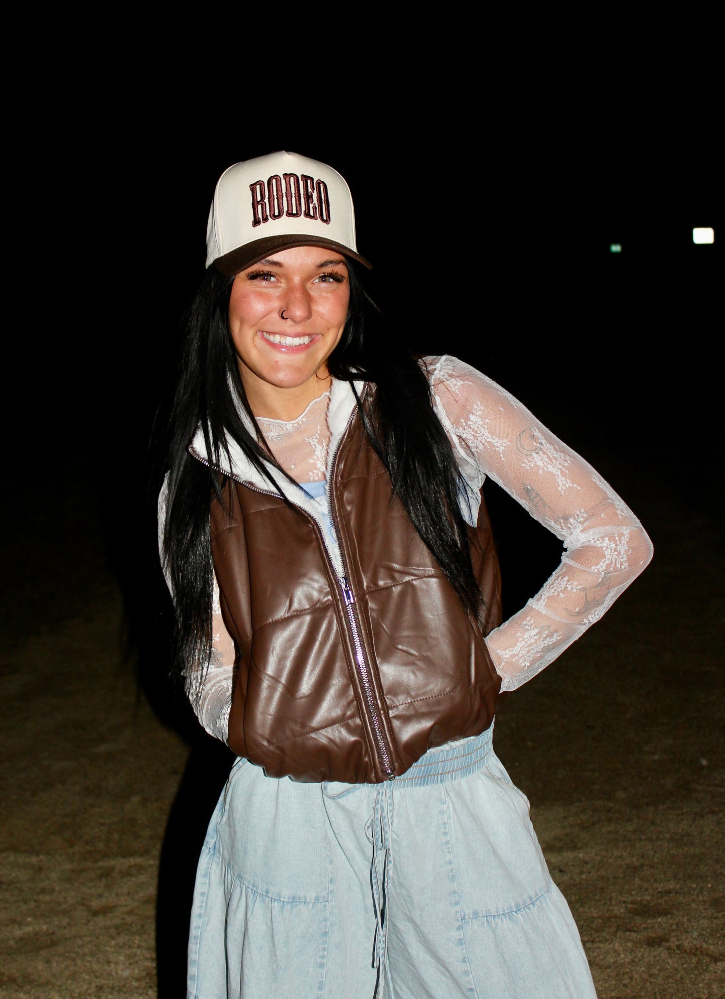 Faux Leather Sherpa Puffer Vest