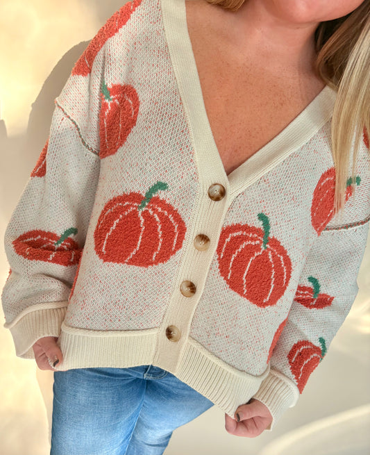 Pumpkin Cardigan Sweater
