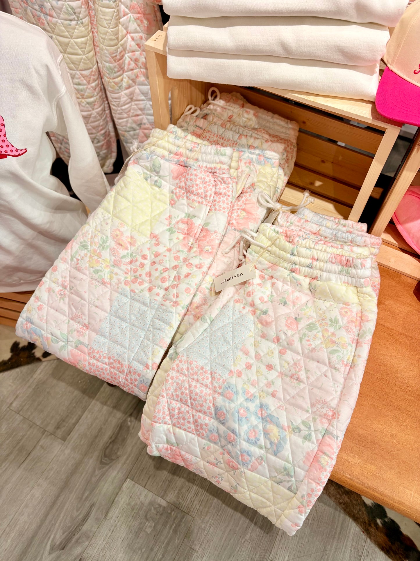 Quilted Floral Sweatpants