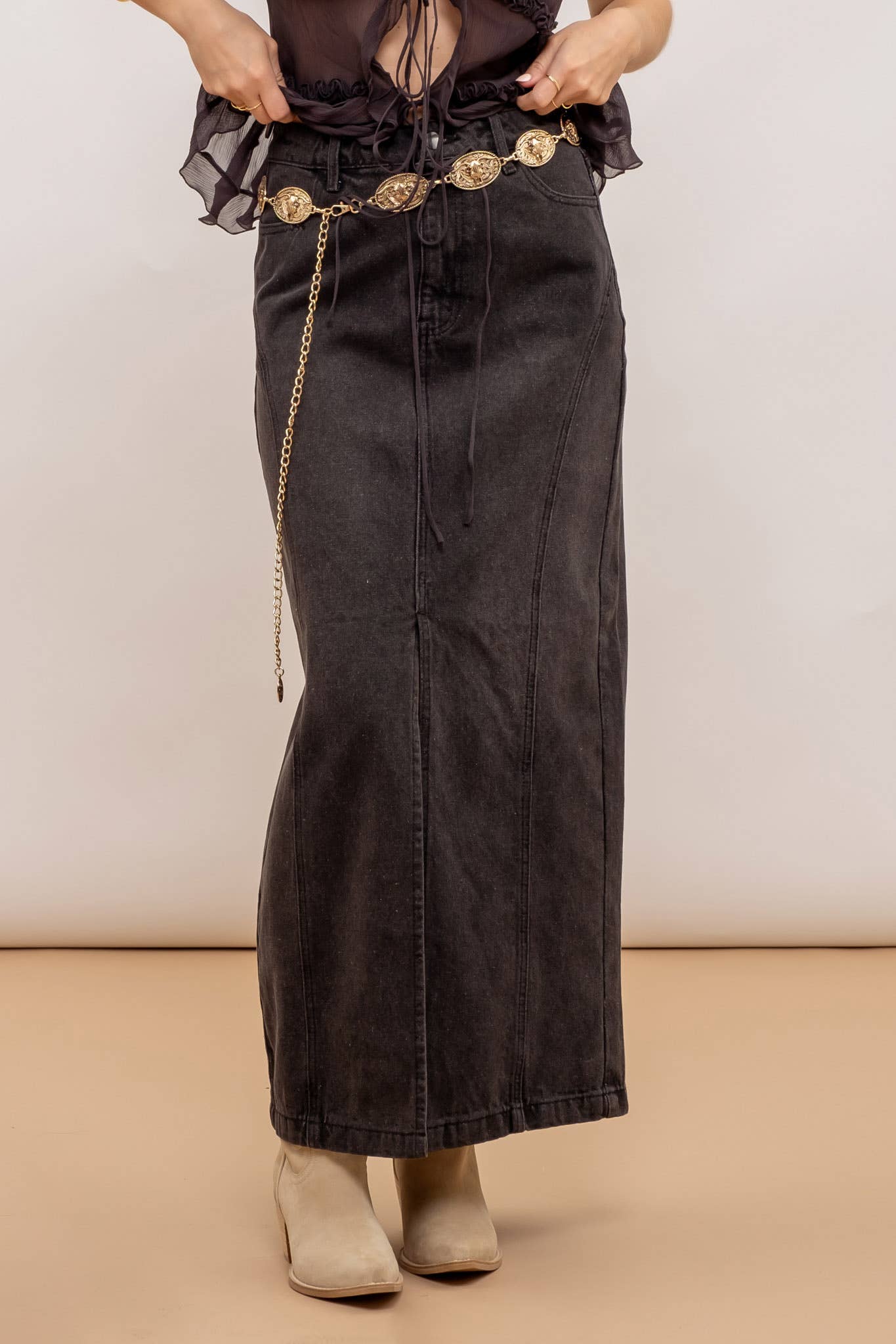 Black Denim Mini Skirt