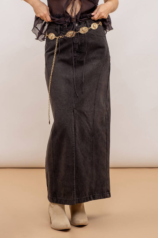 Black Denim Mini Skirt