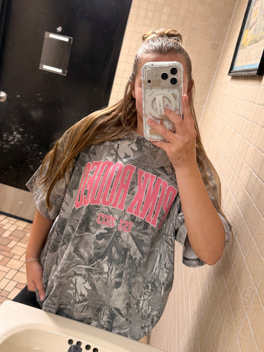 PINK RODEO Camo Oversized Tee