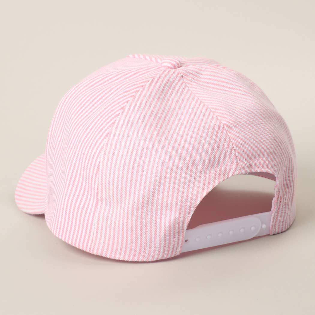 TANNED & TIPSY Striped Trucker Hat