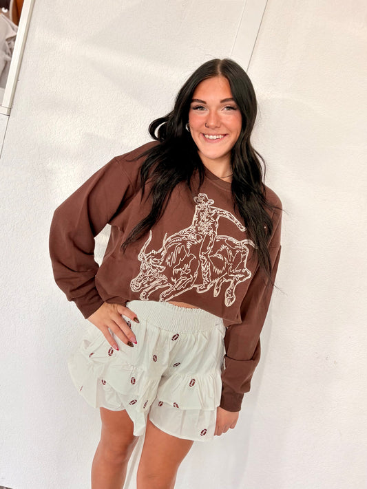 Embroidered Bull Crewneck