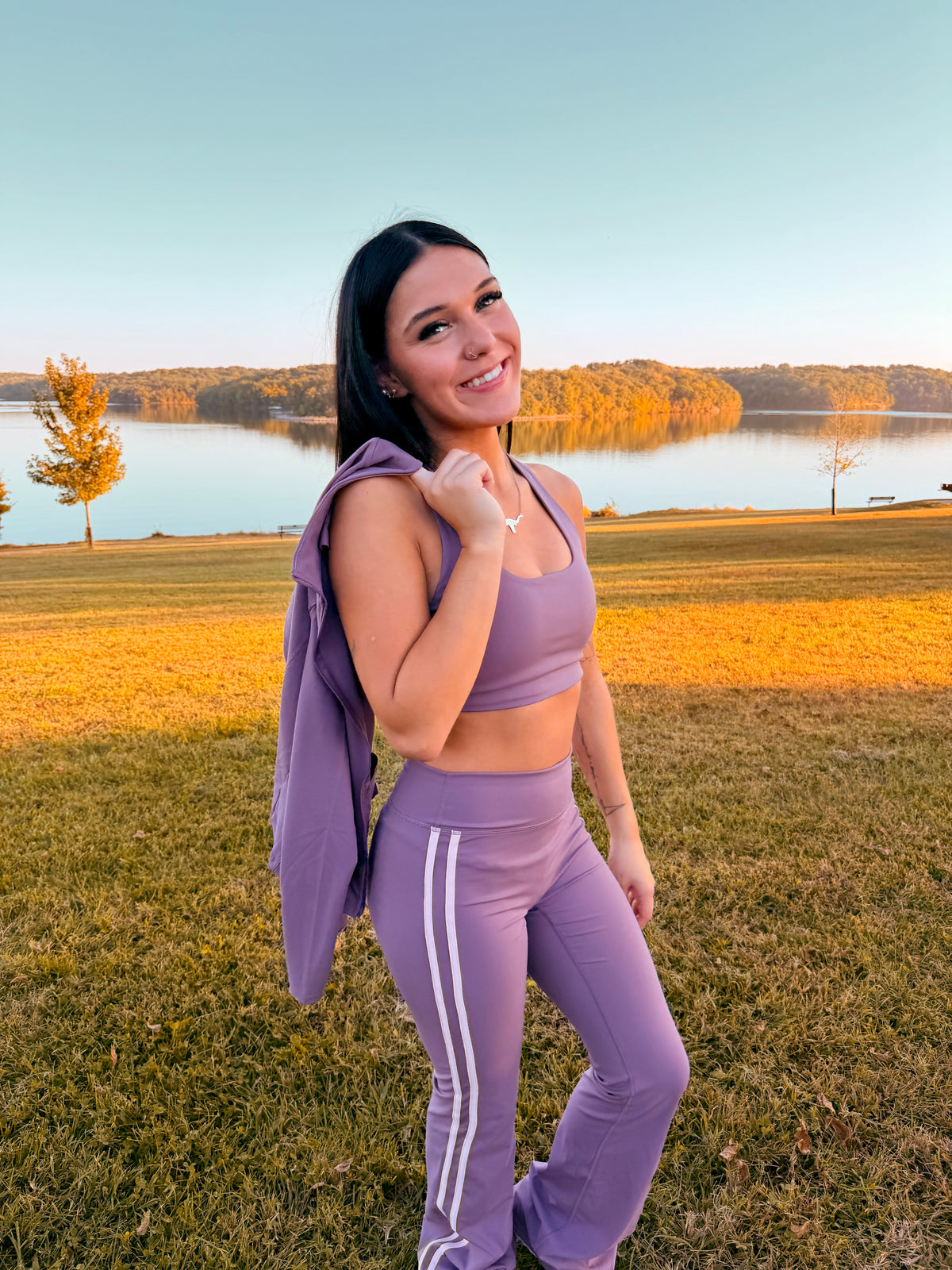 Mauve Stripe Racerback Sports Bra