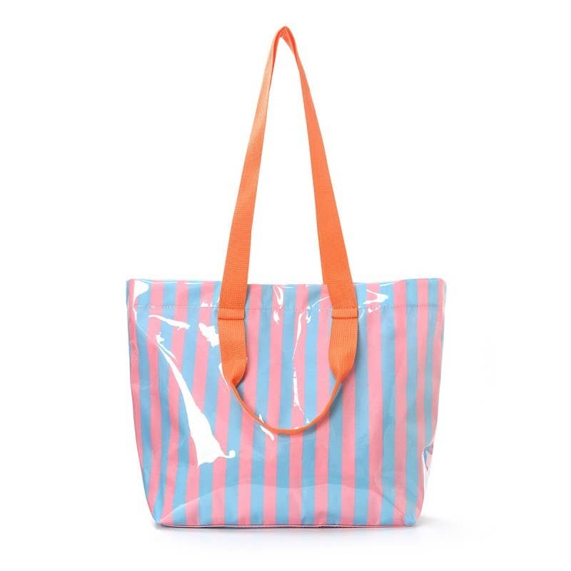 Neon Striped Beach Bag