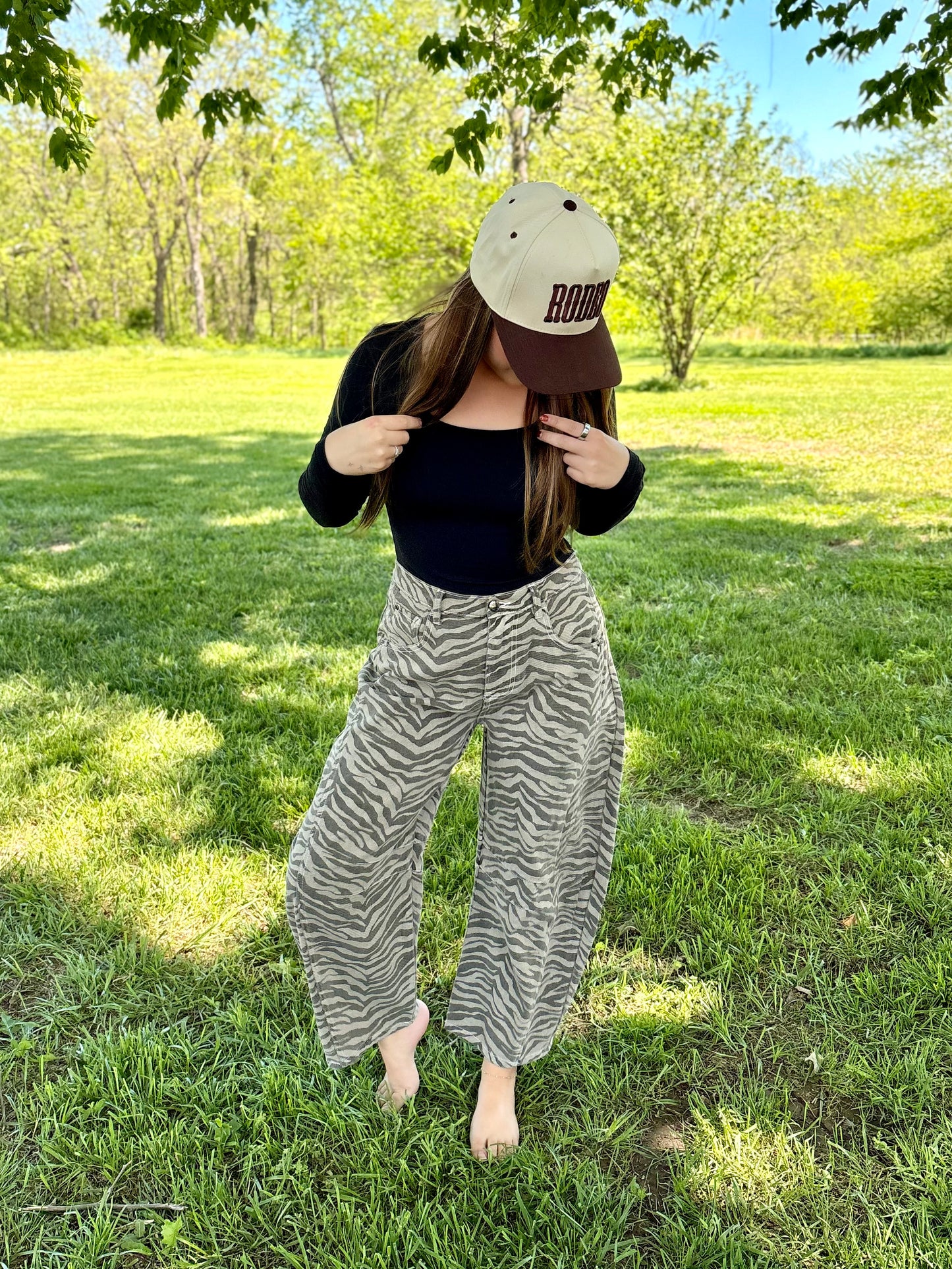 Mocha Zebra Barrel Jeans