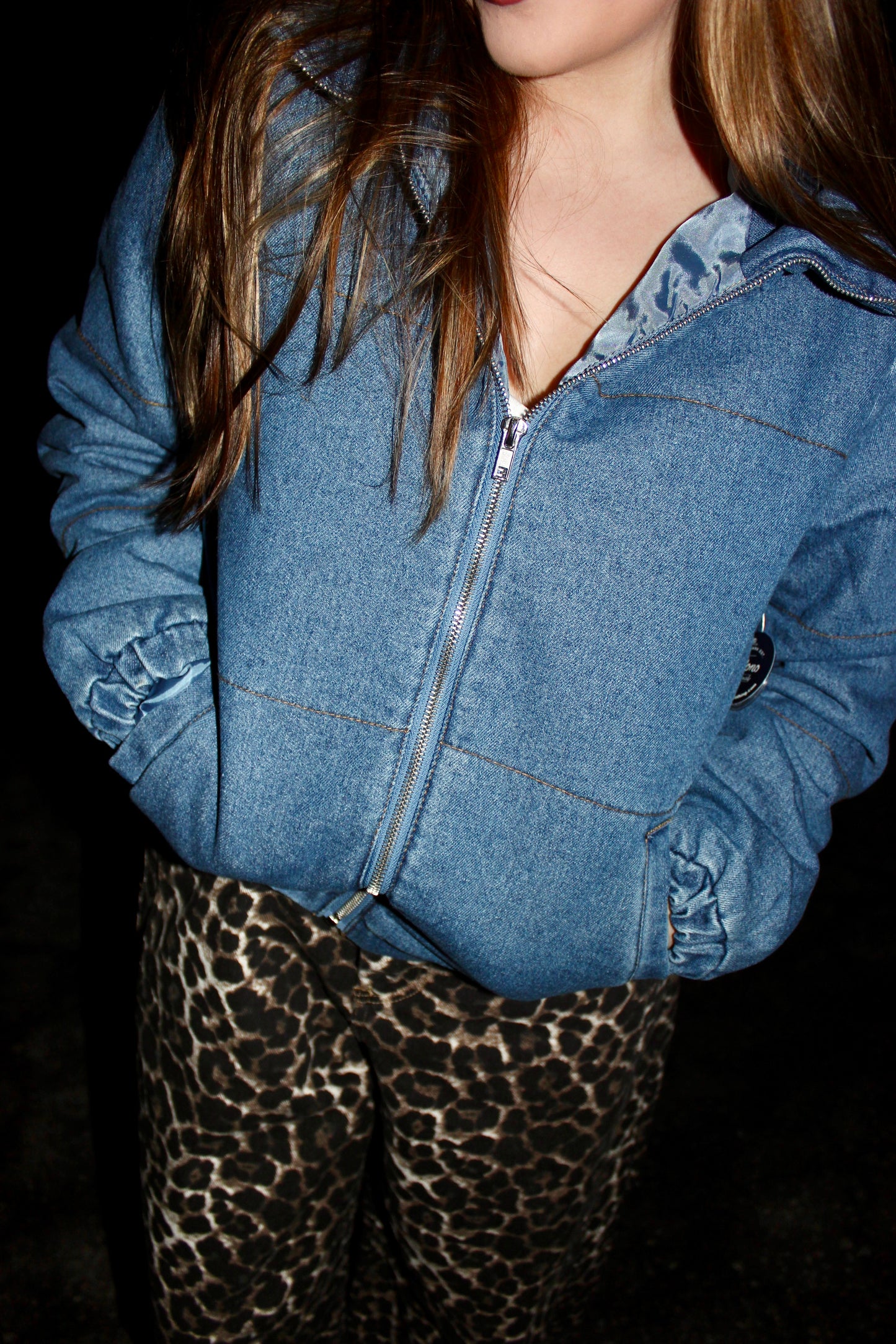 Oversized Denim Puffer Jacket