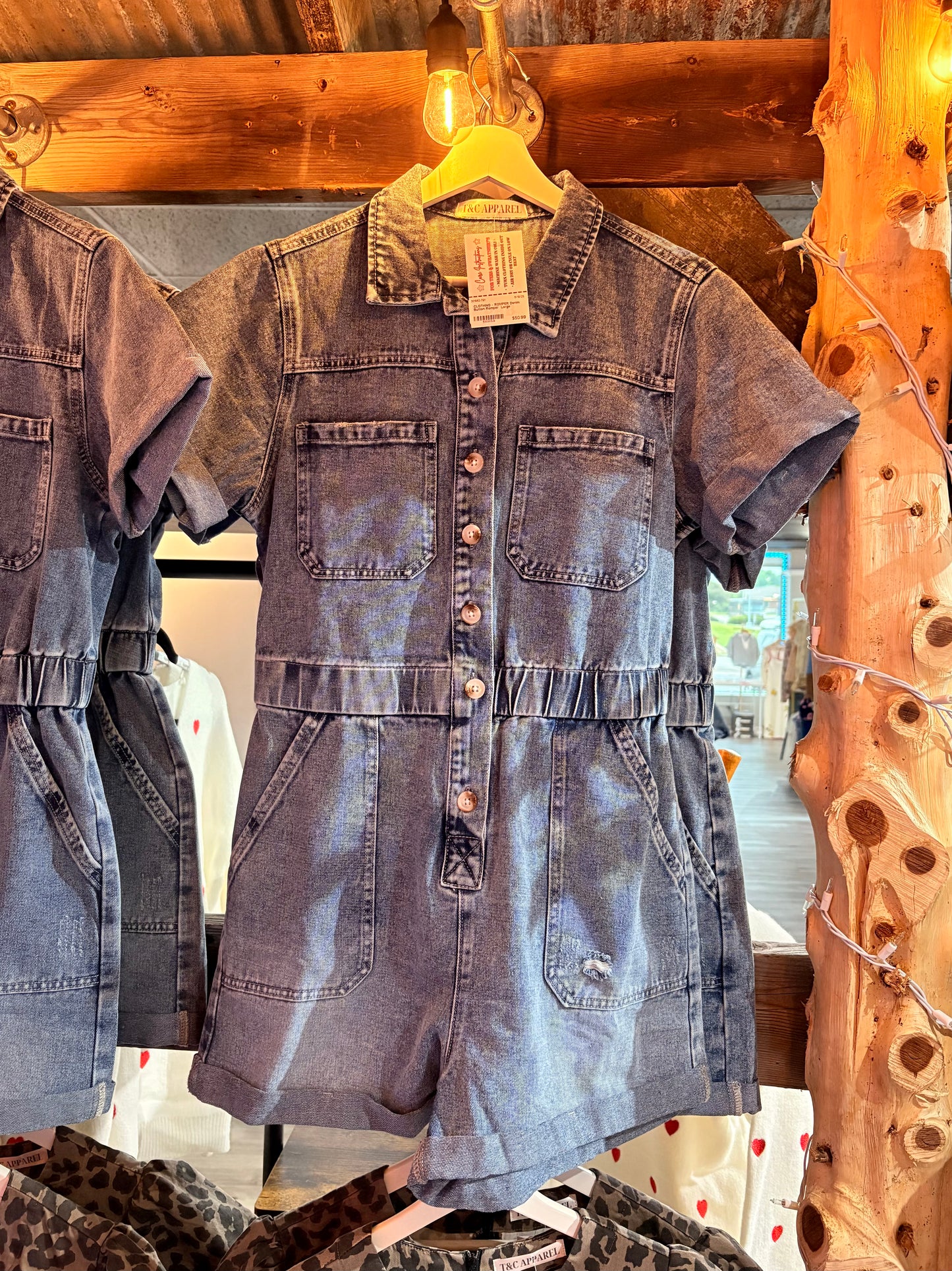 Denim Button Romper