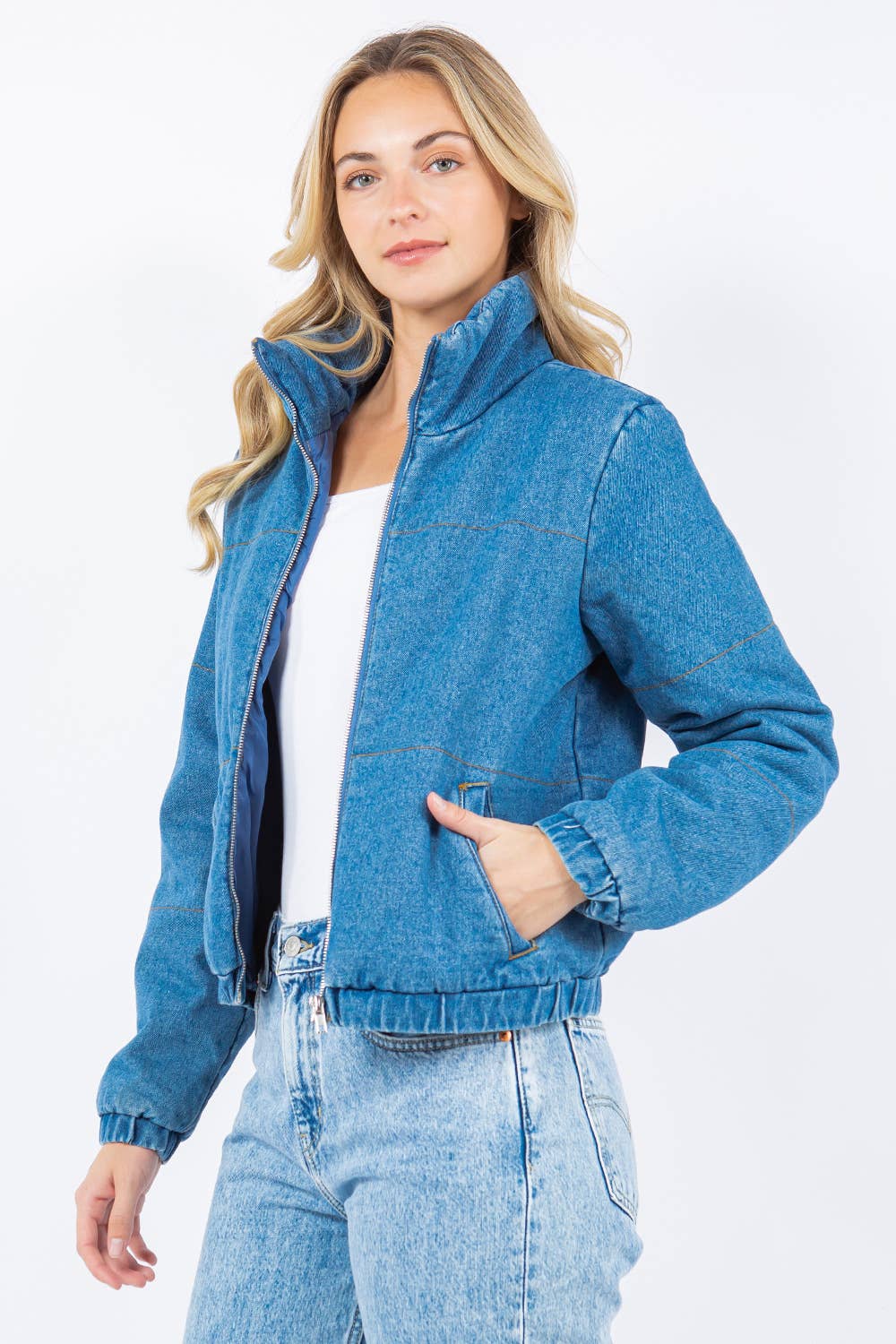 Oversized Denim Puffer Jacket
