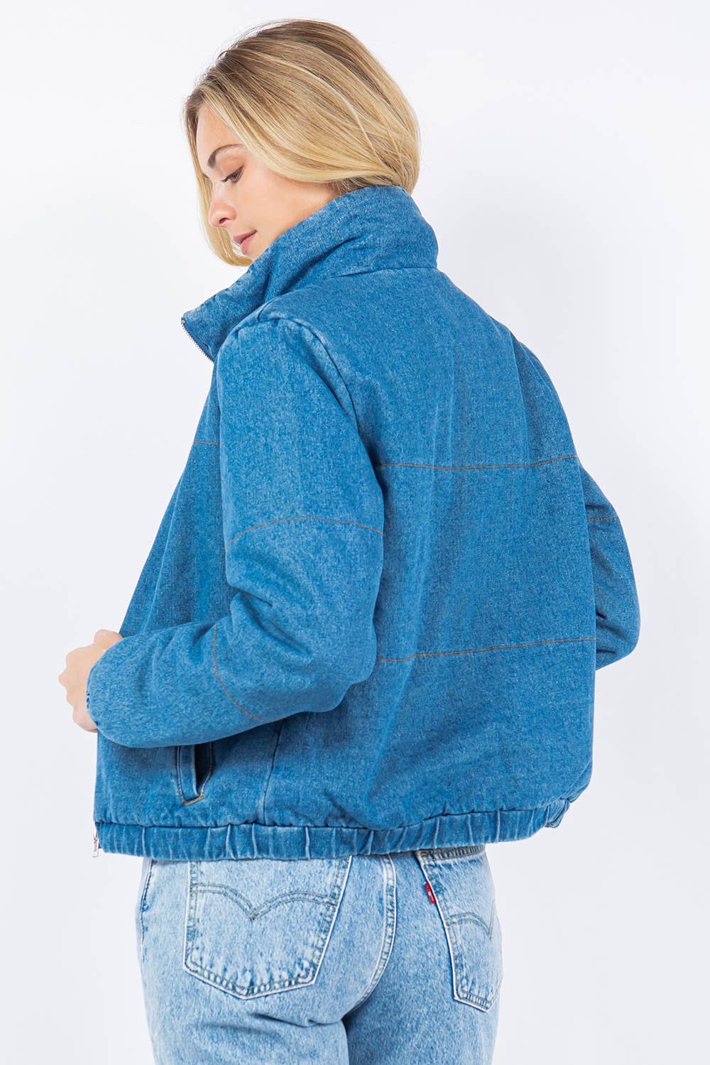 Oversized Denim Puffer Jacket