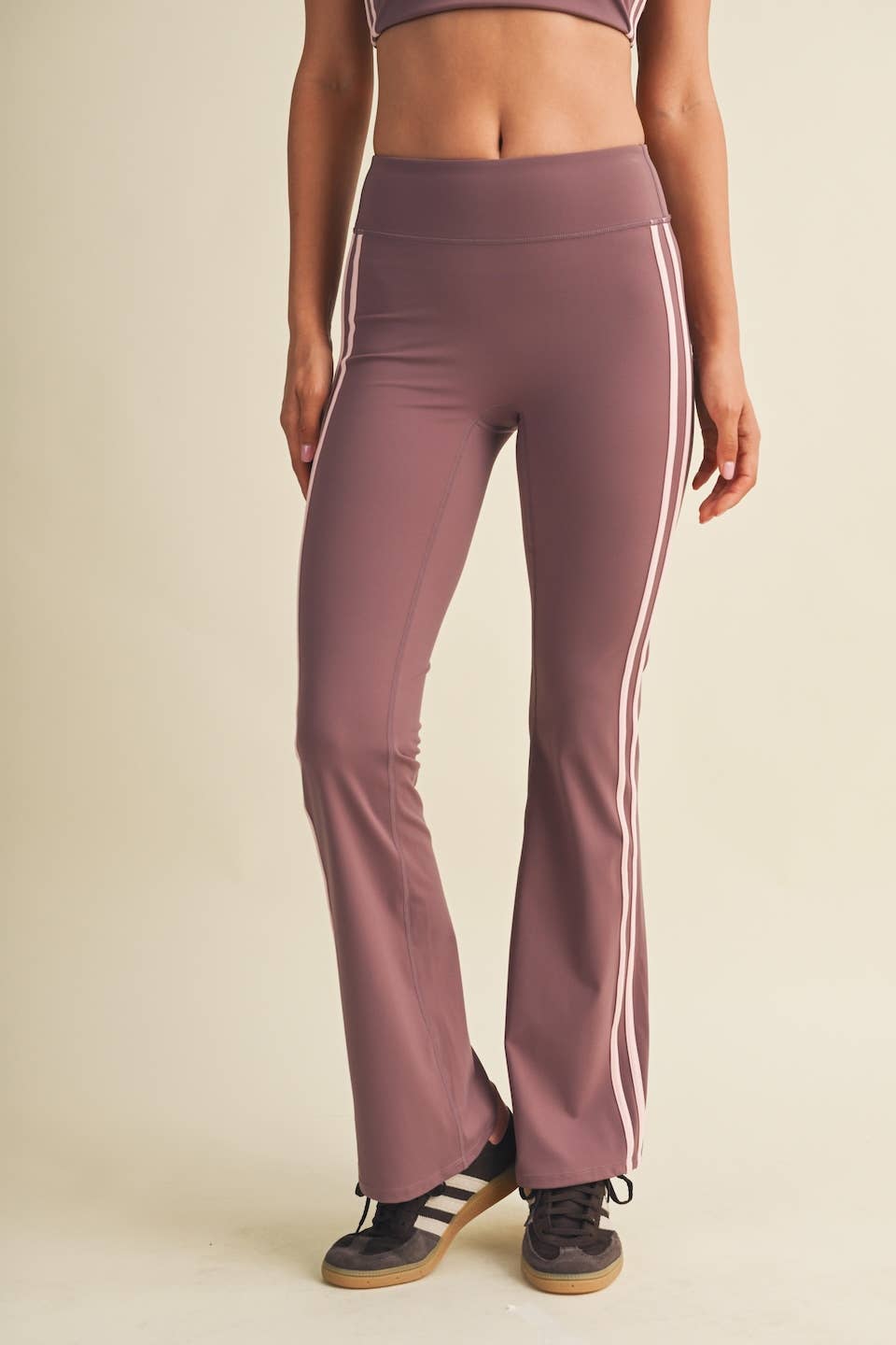 Mauve Stripe Flare Legging