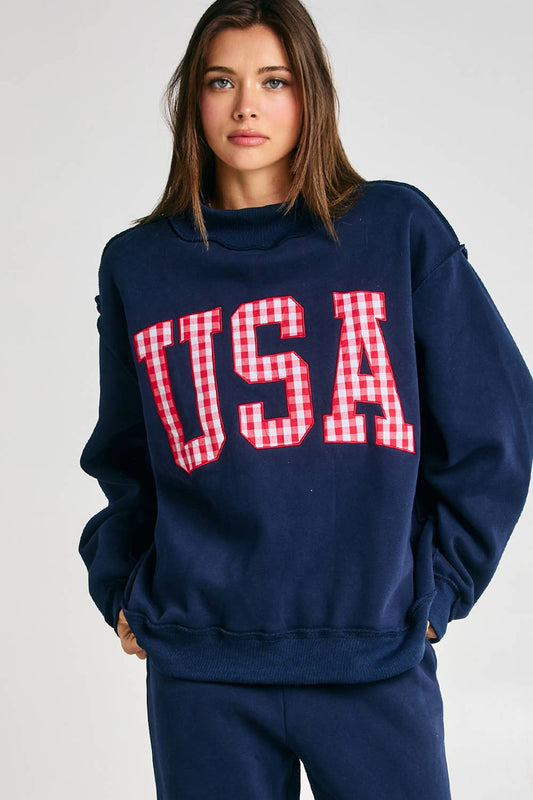 Ginghem USA Mock Neck Sweatshirt