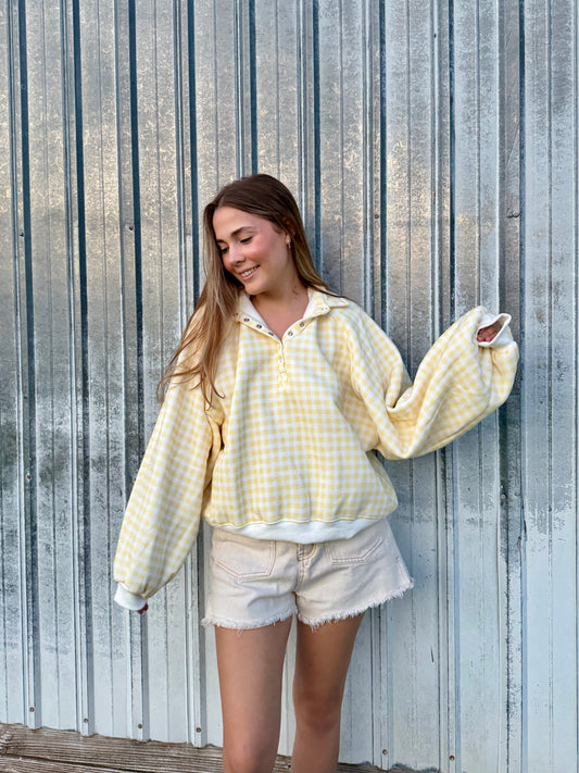 Butter Gingham Snap Pullover