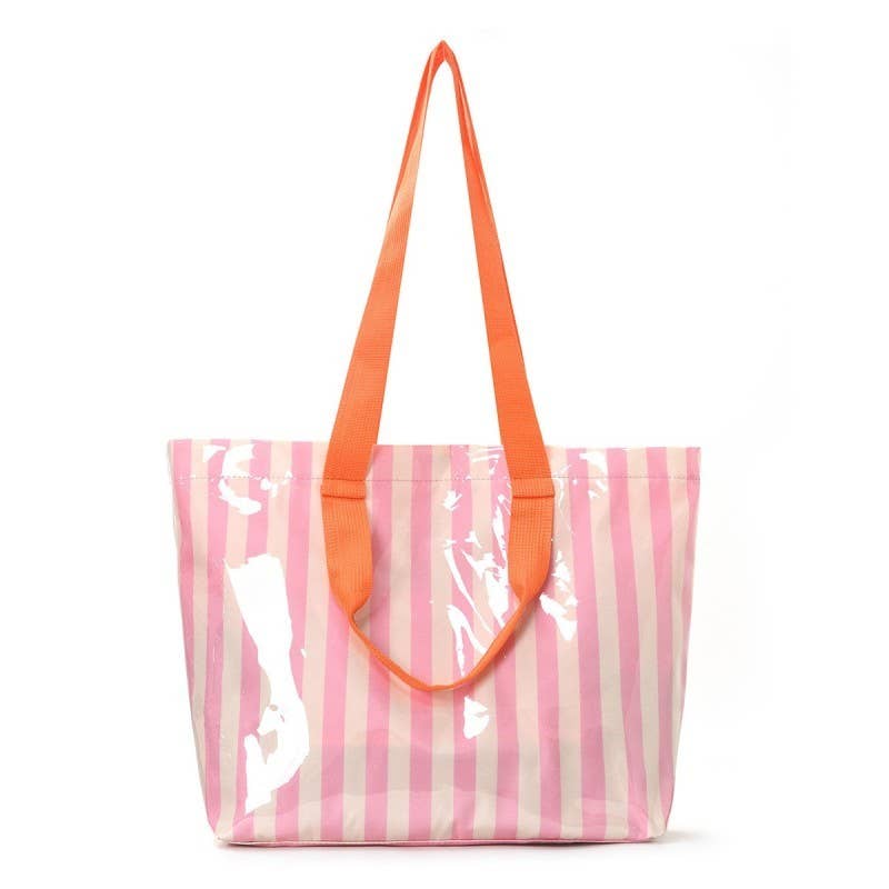 Neon Striped Beach Bag